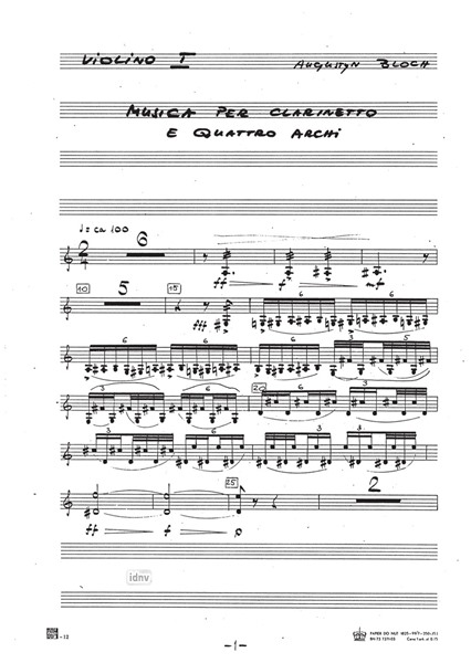 Musica für Klarinette und Streichquartett (1984-1985) Musica für Klarinette und Streichquartett (1984-1985)