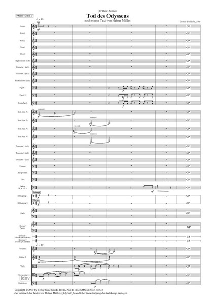 Tod des Odysseus für zwei Sprecher und großes Orchester Tod des Odysseus für zwei Sprecher und großes Orchester