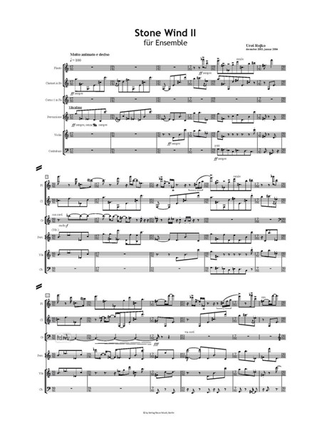 Stone Wind II für Flöte, Klarinette, Horn, Percussion, Violine und Kontrabass (2003/2004) Stone Wind II für Flöte, Klarinette, Horn, Percussion, Violine und Kontrabass (2003/2004)