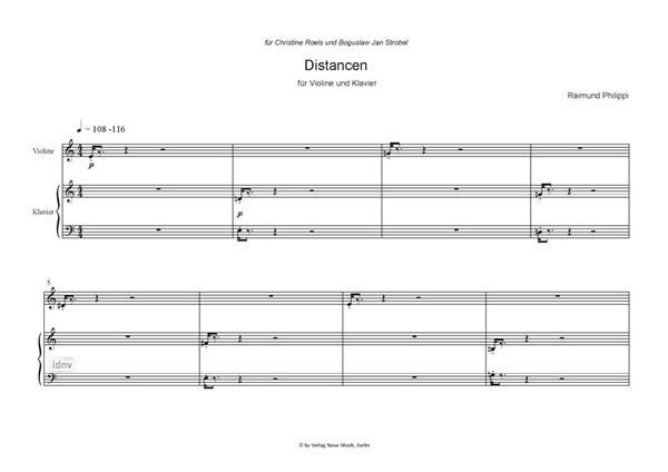 Distancen für Violine und Klavier Distancen für Violine und Klavier