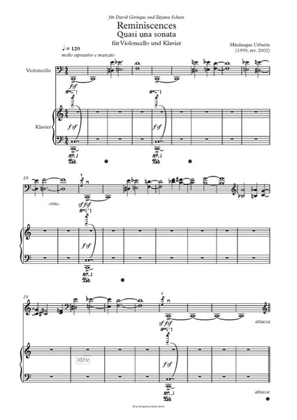 Reminiscences für Cello und Klavier Reminiscences für Cello und Klavier
