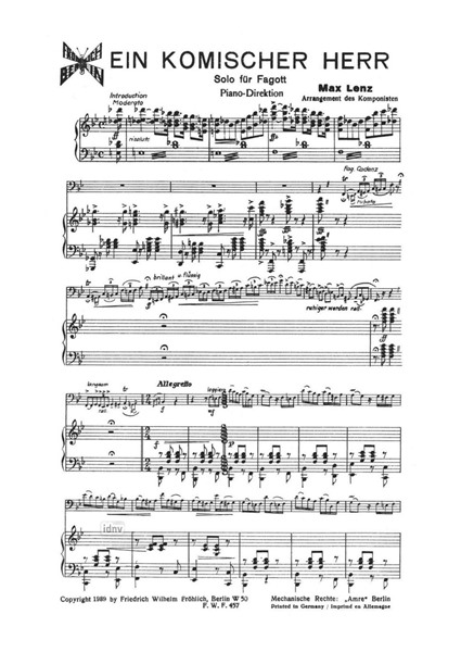 Ein komischer Herr für Fagott und Klavier Ein komischer Herr für Fagott und Klavier