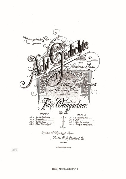 Acht Gedichte op.16 für Gesang und Klavier Acht Gedichte op.16 für Gesang und Klavier