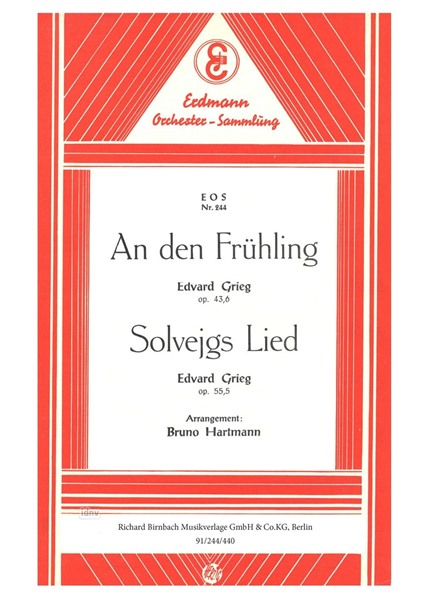 An den Frühling op. 43,6 / Solveigs Lied op. 55,5 für großes Orchester - Ergänzungsstimmen