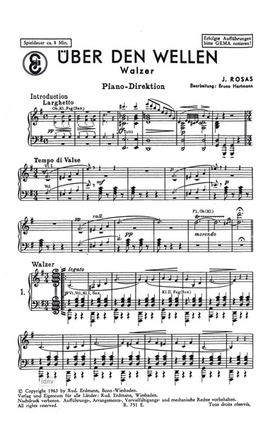 Über den Wellen für Salon-Orchester Über den Wellen für Salon-Orchester