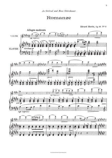 Fünf Stücke op. 33 für Violine und Klavier Fünf Stücke op. 33 für Violine und Klavier