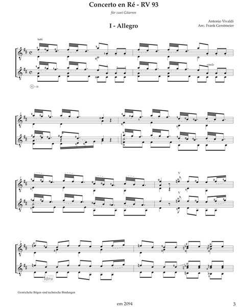 Concerto en Ré für zwei Gitarren RV 93 Concerto en Ré für zwei Gitarren RV 93