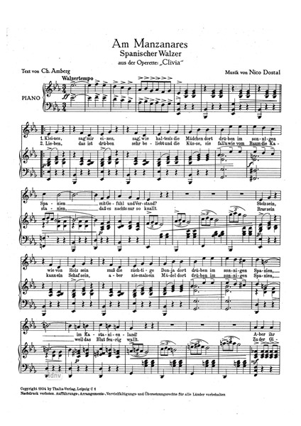 Am Manzanares für Gesang und Klavier Am Manzanares für Gesang und Klavier