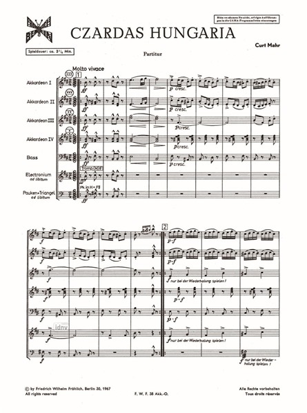 Czardas Hungaria für Akkordeon-Orchester Czardas Hungaria für Akkordeon-Orchester