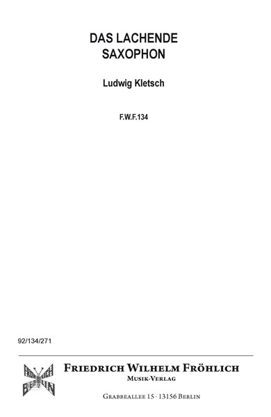 Das lachende Saxophon für Altsaxophon und Klavier Das lachende Saxophon für Altsaxophon und Klavier