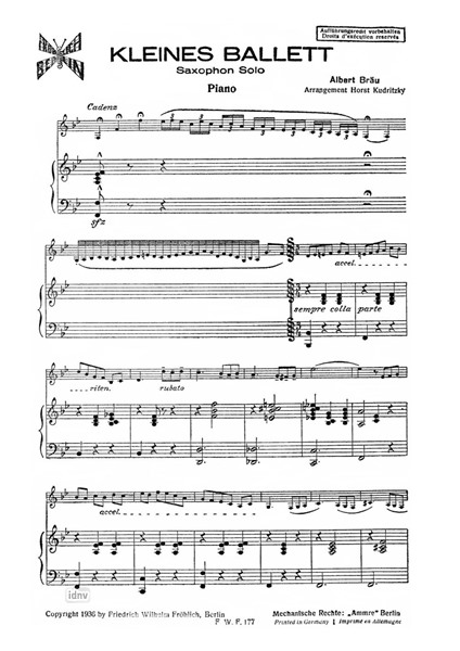Kleines Ballett für Altsaxophon und Klavier Kleines Ballett für Altsaxophon und Klavier