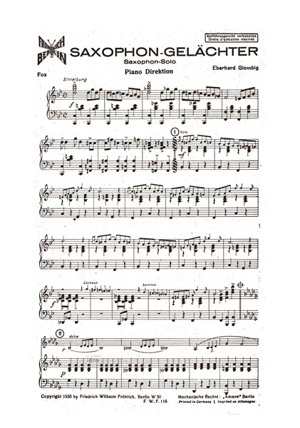Saxophon Gelächter für Altsaxophon und Klavier Saxophon Gelächter für Altsaxophon und Klavier