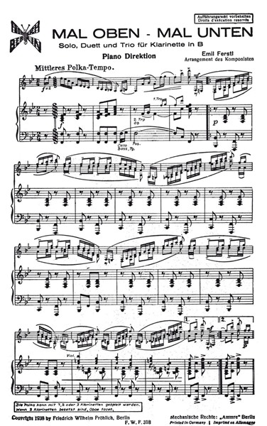 Mal oben - mal unten für Klarinetten-Trio mit Begleitung Mal oben - mal unten für Klarinetten-Trio mit Begleitung