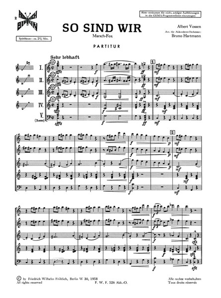 So sind wir für Akkordeon-Orchester So sind wir für Akkordeon-Orchester
