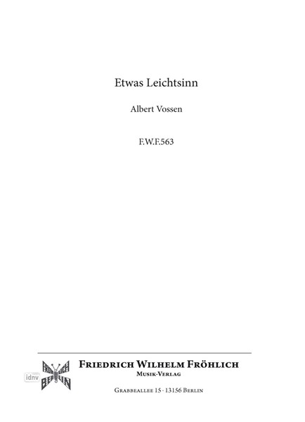 Etwas Leichtsinn - Fox für Salonorchester Etwas Leichtsinn - Fox für Salonorchester