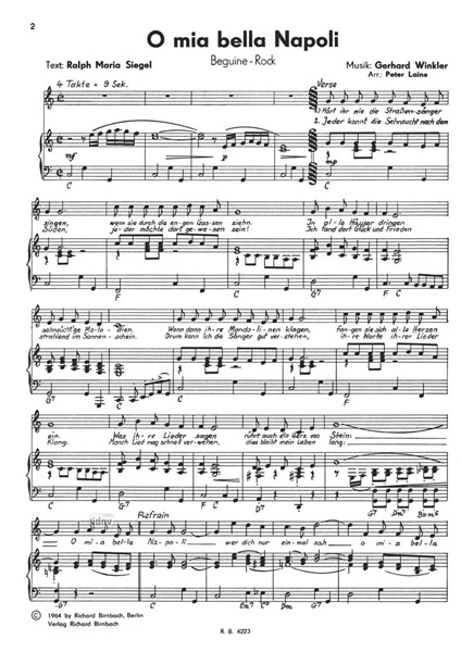 O mia bella Napoli für Klavier O mia bella Napoli für Klavier