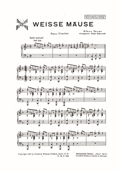 Weiße Mäuse für Salon-Orchester Weiße Mäuse für Salon-Orchester