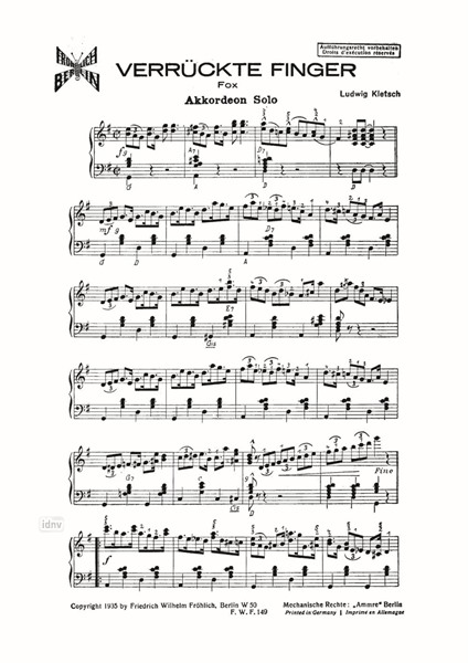 Verrückte Finger für Akkordeon Verrückte Finger für Akkordeon