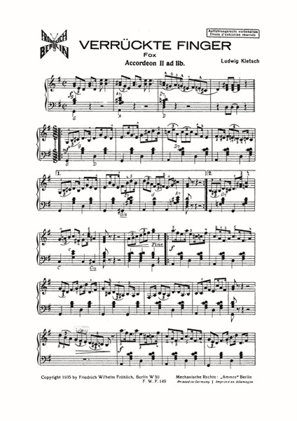 Verrückte Finger für Akkordeon-Trio Verrückte Finger für Akkordeon-Trio