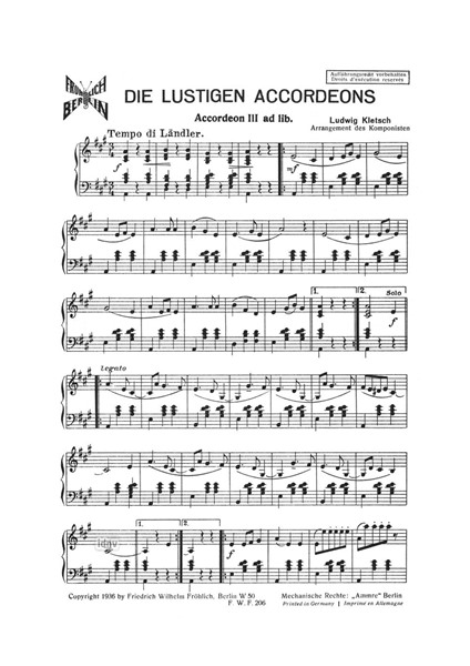 Die lustigen Accordeons für Akkordeon-Trio Die lustigen Accordeons für Akkordeon-Trio