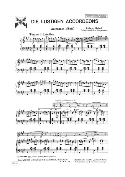 Die lustigen Accordeons für Akkordeon-Trio Die lustigen Accordeons für Akkordeon-Trio
