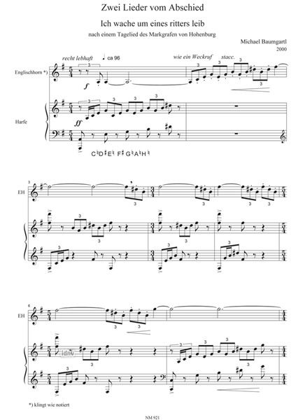 Zwei Lieder vom Abschied für Sopran, Tenor, Englischhorn und Harfe Zwei Lieder vom Abschied für Sopran, Tenor, Englischhorn und Harfe