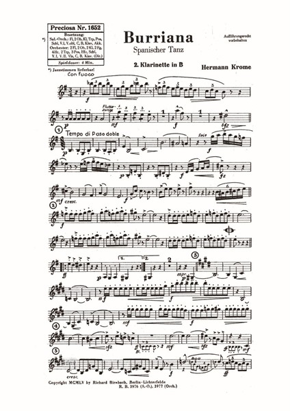 Burriana für Salon-Orchester Ergänzungsstimmen großes Orchester Burriana für Salon-Orchester Ergänzungsstimmen großes Orchester