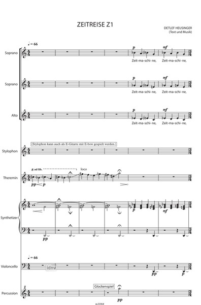 Zeitreise Z1 für Kinder-/Jugendchor (SSA), Theremin, Stylophon, Schlagzeug (Vibraphon/Glockenspiel - 1 Spieler), Synthesizer (Hammondorgel), Violoncello und Live-Elektronik ad lib. (2017) Zeitreise Z1 für Kinder-/Jugendchor (SSA), Theremin, Stylophon, Schlagzeug (Vibraphon/Glockenspiel - 1 Spieler), Synthesizer (Hammondorgel), Violoncello und Live-Elektronik ad lib. (2017)