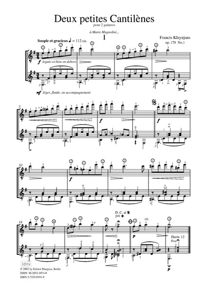 Deux petites Cantilénes für zwei Gitarren op. 178 Deux petites Cantilénes für zwei Gitarren op. 178