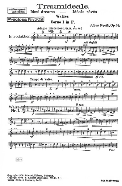 Traumideale Op. 69 für großes Orchester - Ergänzungsstimmen Traumideale Op. 69 für großes Orchester - Ergänzungsstimmen