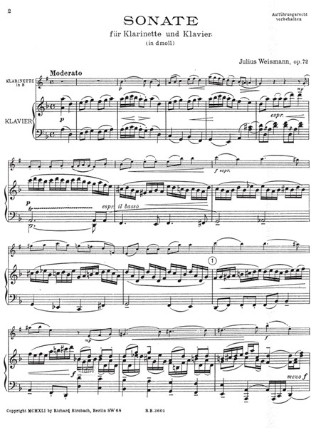 Sonate op. 72 für Klarinette und Klavier Sonate op. 72 für Klarinette und Klavier