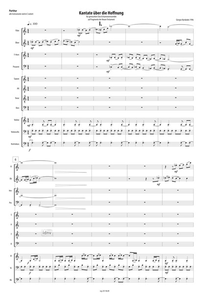 Kantate über die Hoffnung für Chor und Kammerensemble (1996) Kantate über die Hoffnung für Chor und Kammerensemble (1996)