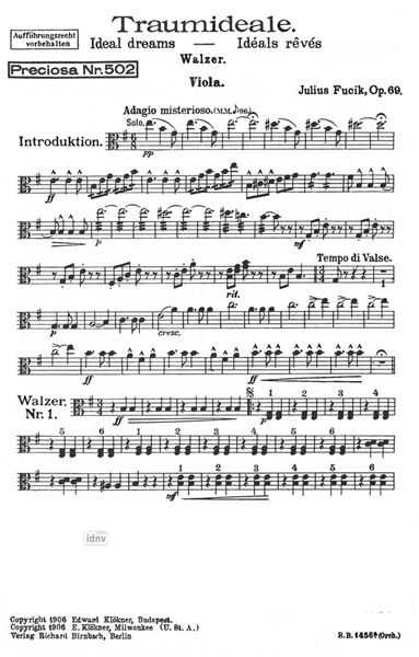 Traumideale Op. 69 für großes Orchester - Ergänzungsstimmen Traumideale Op. 69 für großes Orchester - Ergänzungsstimmen