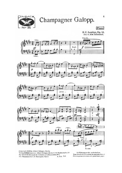 Champagner Galopp Op.14 für Salon-Orchester Ergänzungsstimmen großes Orchester Champagner Galopp Op.14 für Salon-Orchester Ergänzungsstimmen großes Orchester