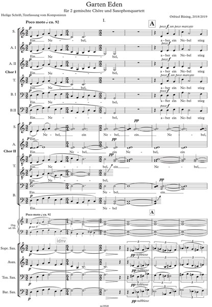 Garten Eden für gemischten Chor und Saxophonquartett (2016) Garten Eden für gemischten Chor und Saxophonquartett (2016)