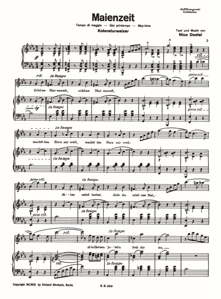 Maienzeit für Gesang und Klavier Maienzeit für Gesang und Klavier