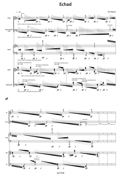 Echad für Flöte, Bassklarinette, Klavier, Violine, Violoncello (2014) Echad für Flöte, Bassklarinette, Klavier, Violine, Violoncello (2014)