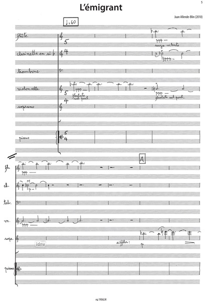 L'émigrant für Sopran und fünf Instrumente (2010) L'émigrant für Sopran und fünf Instrumente (2010)