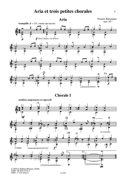Aria et trois petites chorales für drei Gitarren Aria et trois petites chorales für drei Gitarren