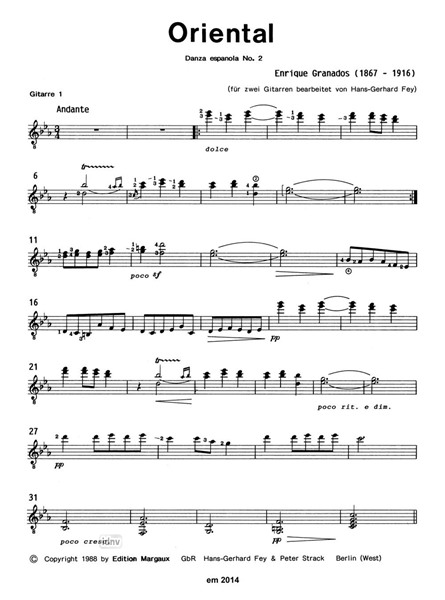 Danza española No. 2: Oriental für 2 Gitarren Danza española No. 2: Oriental für 2 Gitarren