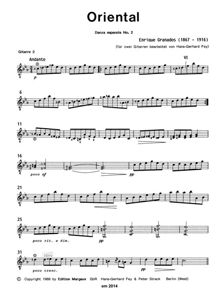 Danza española No. 2: Oriental für 2 Gitarren Danza española No. 2: Oriental für 2 Gitarren