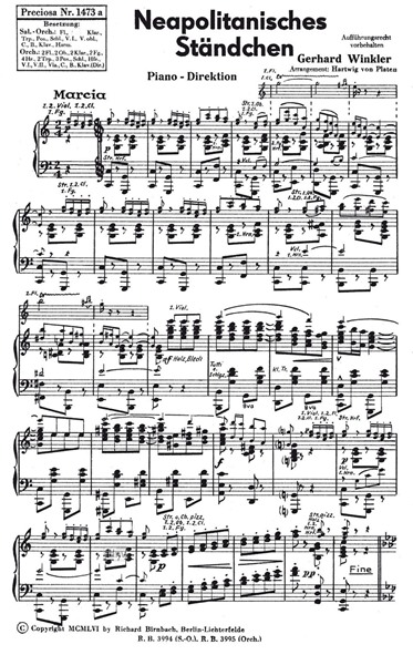 Neapolitanisches Ständchen für großes Orchester - Ergänzungsstimmen Neapolitanisches Ständchen für großes Orchester - Ergänzungsstimmen