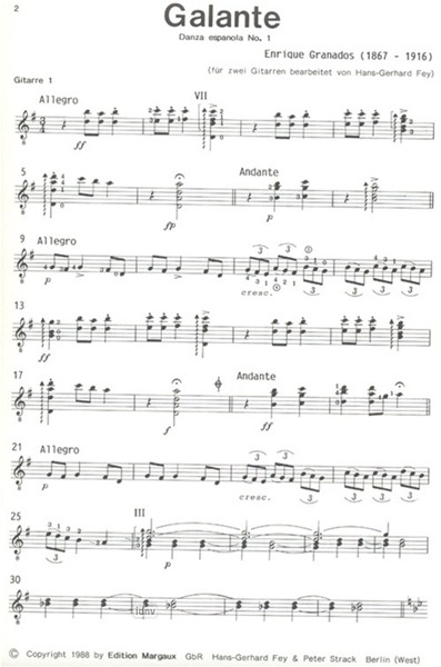 Danza espagñola No. 1: Galante für 2 Gitarren Danza espagñola No. 1: Galante für 2 Gitarren