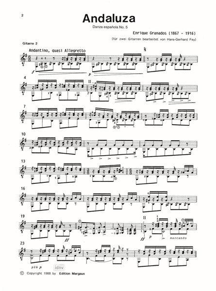 Danza española No. 5: Andaluza für 2 Gitarren Danza española No. 5: Andaluza für 2 Gitarren