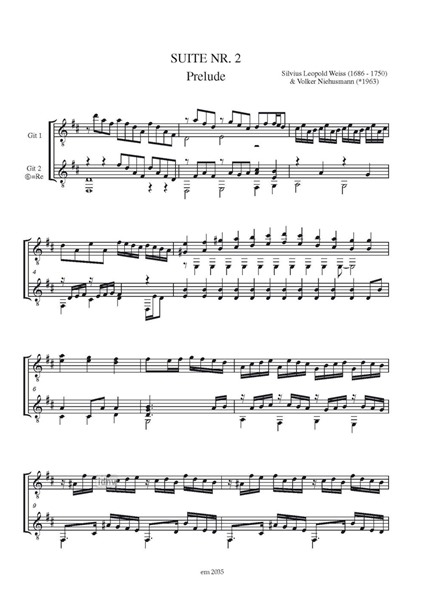 Suite Nr. 2 D-Dur für 2 Gitarren Suite Nr. 2 D-Dur für 2 Gitarren