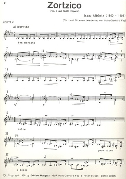 Zortzico für 2 Gitarren op. 165,N.6 Zortzico für 2 Gitarren op. 165,N.6