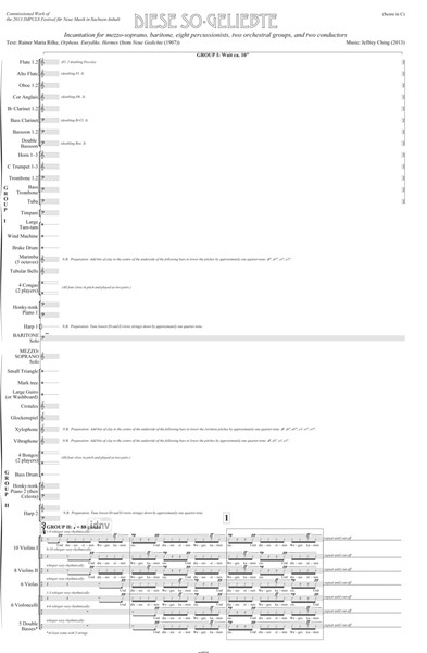 Diese So-Geliebte für Mezzosopran, Bariton, acht Schlagzeuger, zwei Orchestergruppen und zwei Dirigenten (2013) Diese So-Geliebte für Mezzosopran, Bariton, acht Schlagzeuger, zwei Orchestergruppen und zwei Dirigenten (2013)
