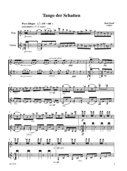 Tango der Schatten für Flöte und Gitarre Tango der Schatten für Flöte und Gitarre