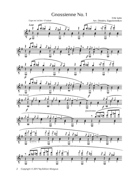 Gnossienne No. 1-3 and Gymnopédie No. 1 arranged for guitar Gnossienne No. 1-3 and Gymnopédie No. 1 arranged for guitar