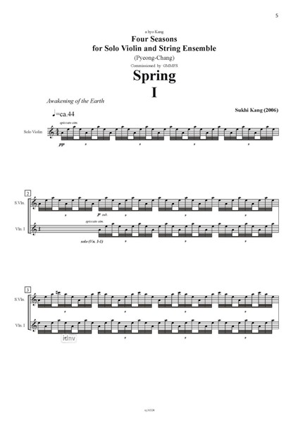 Pyeoung-Chang Four Seasons für Violine solo und Streichensemble (2006) Pyeoung-Chang Four Seasons für Violine solo und Streichensemble (2006)